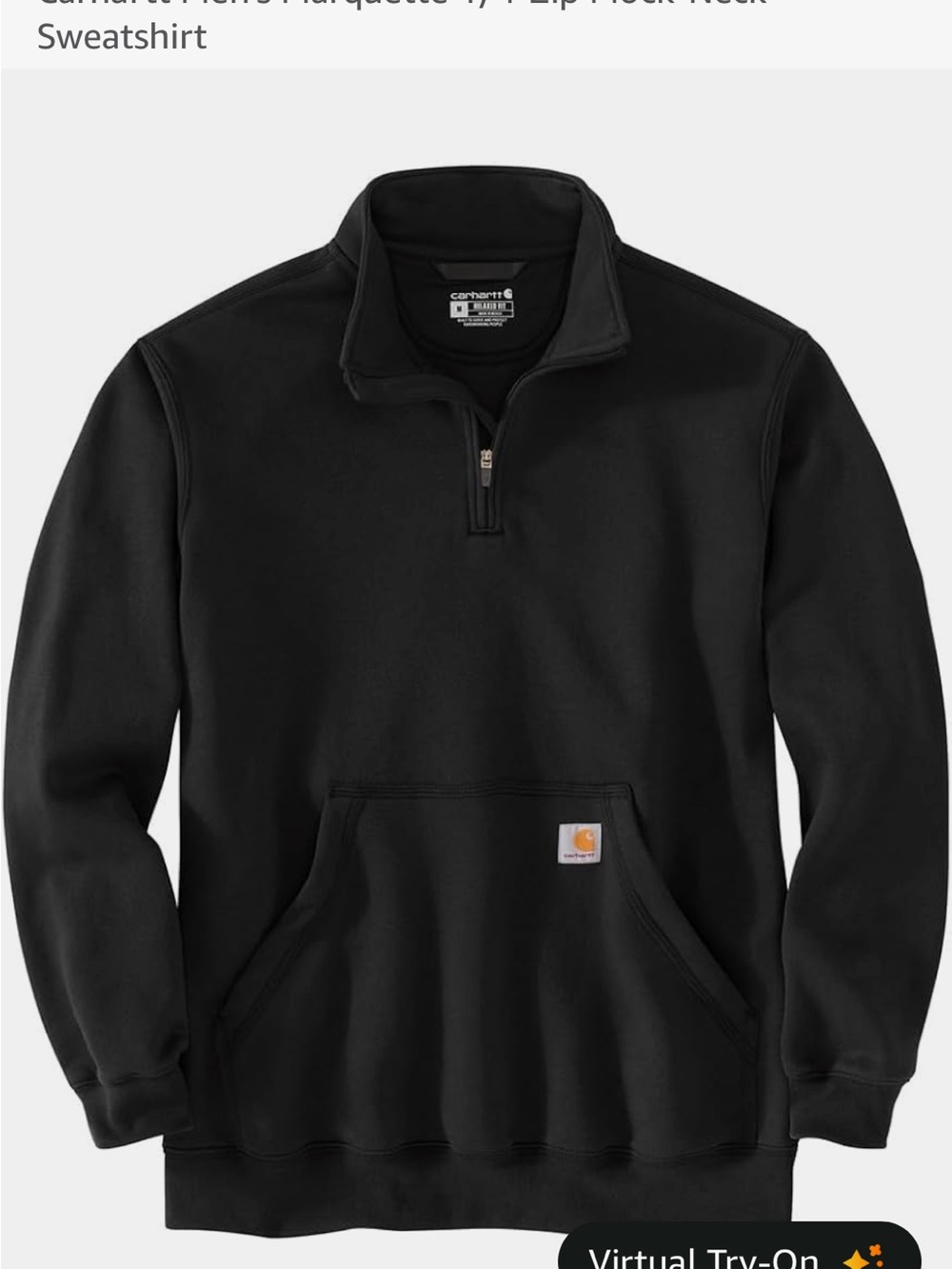 Men’s Carhartt Black Half-Zip Pullover with Kangaroo Pocket